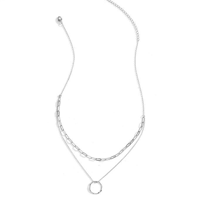 Ring on Chain Pendant Necklace - Silver
