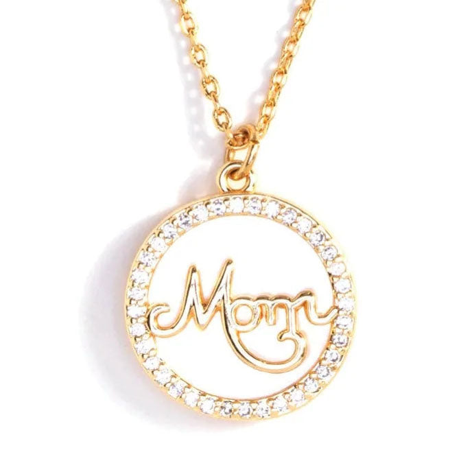 Pave Mom Shell Toggle Necklace