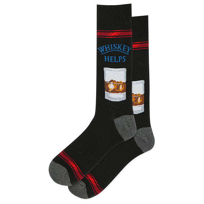 Men's Whiskey Helps Crew Socks- Black