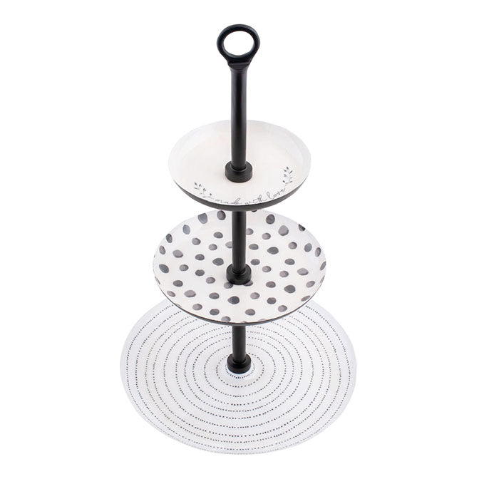 Black & White 3 Tiered Enamel Stand