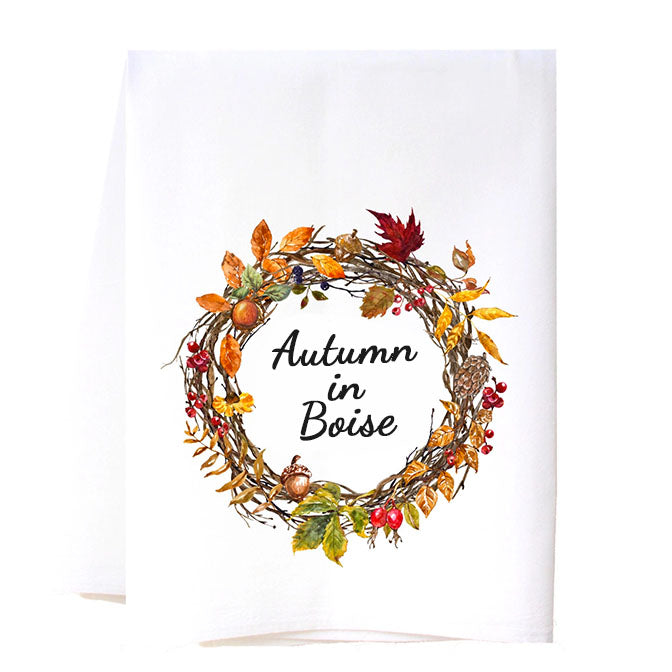 Autumn Wreath Dish Towel - Boise