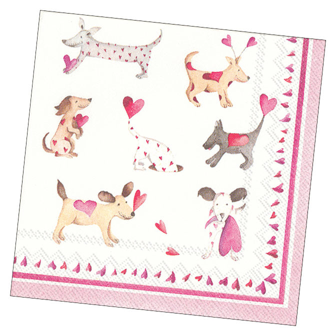 Love Heart Dogs Cocktail Napkin