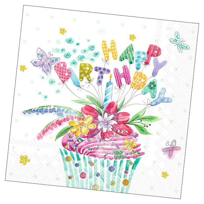 Birthday Cupcake Cocktail Napkin