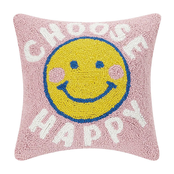 Choose Happy Hook Pillow