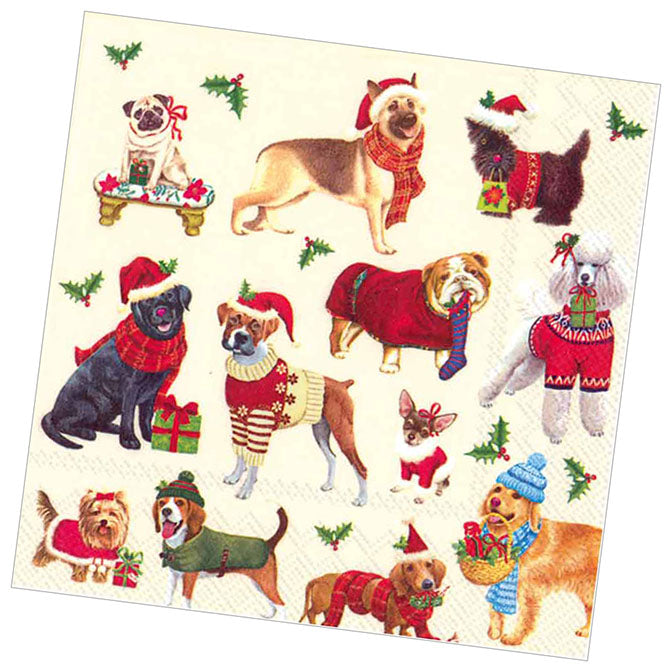 Christmas Dogs Cocktail Napkin