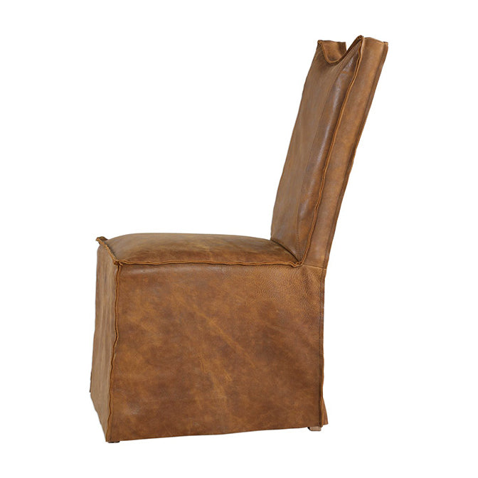 Cognac Armless Leather Chairs