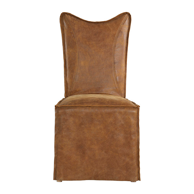 Cognac Armless Leather Chairs