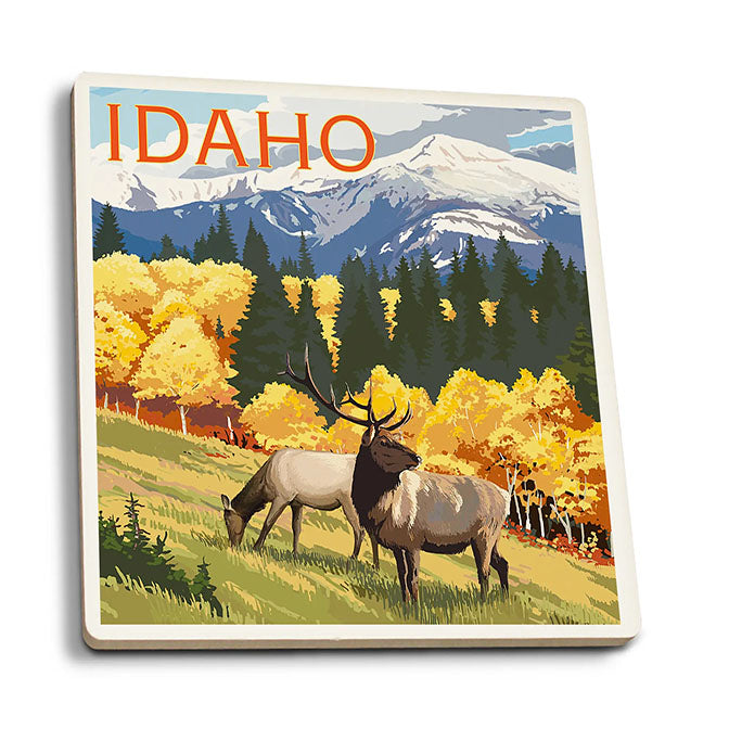 Elk & Mountains Ceramic Coaster