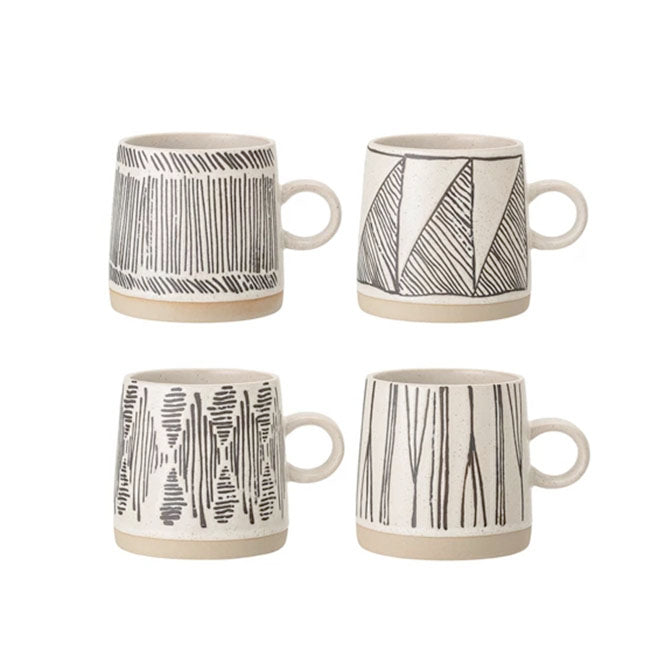 Embossed Stoneware Geometric Mug