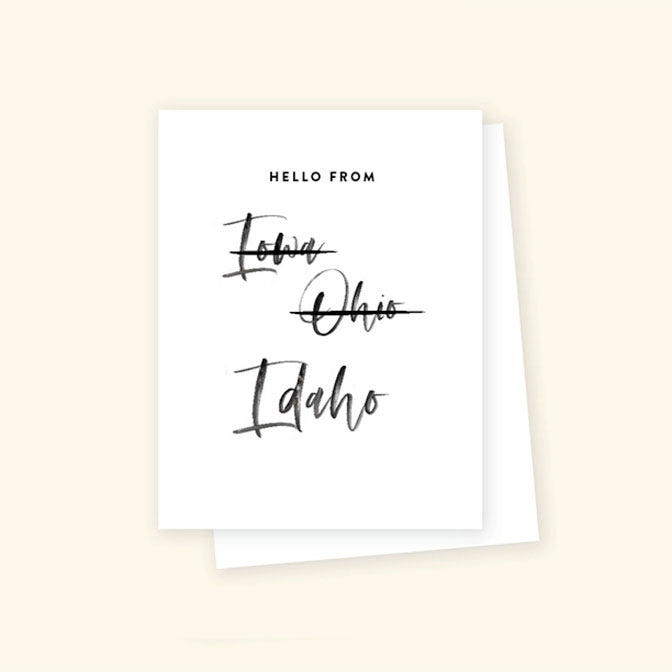 'Hello From "Iowa" Idaho' Greeting Card