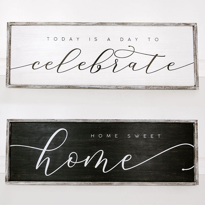 Celebrate / Home Wood Framed Double-Sided Sign