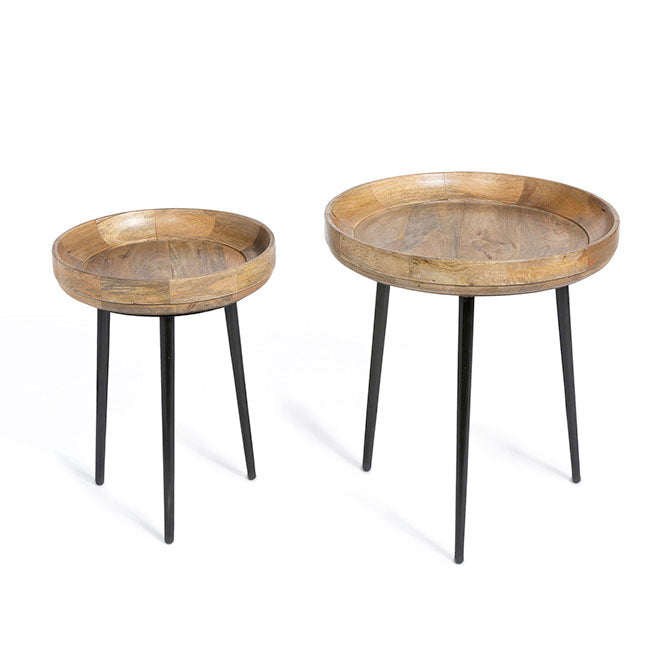 Wood & Iron Round Occasional Tables