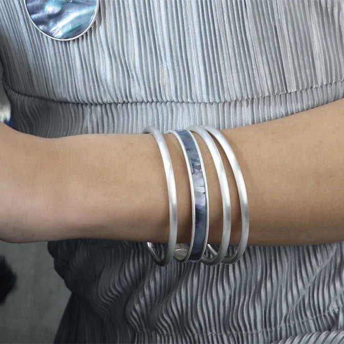 Isla Bangles Silver Satin