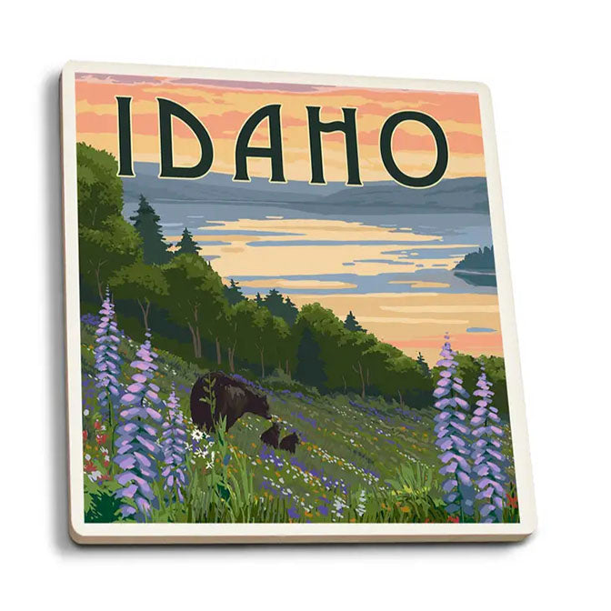 Lake and Bear Ceramic Coaster