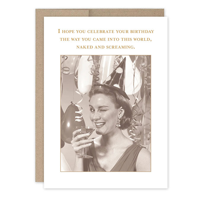 Naked And Screaming Birthday Card