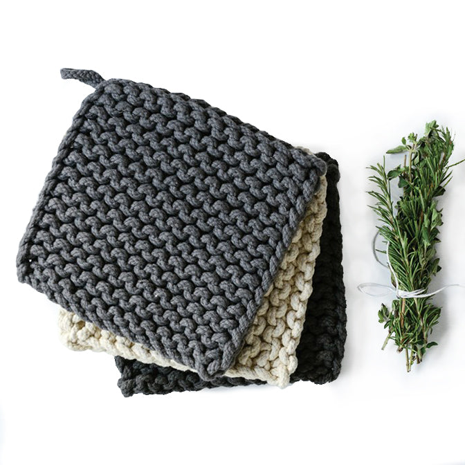 Neutral Tones Square Cotton Crocheted Pot Holder