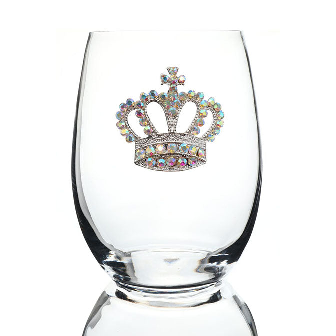 Jeweled Crown Stemless Wine Glass