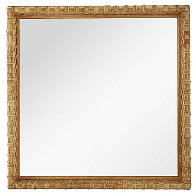 28.5" Rattan Frame Mirrored Wall Decor