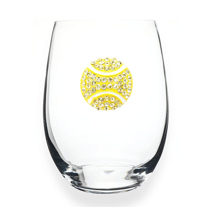 Tennis Ball Jeweled Stemless Wine Glass