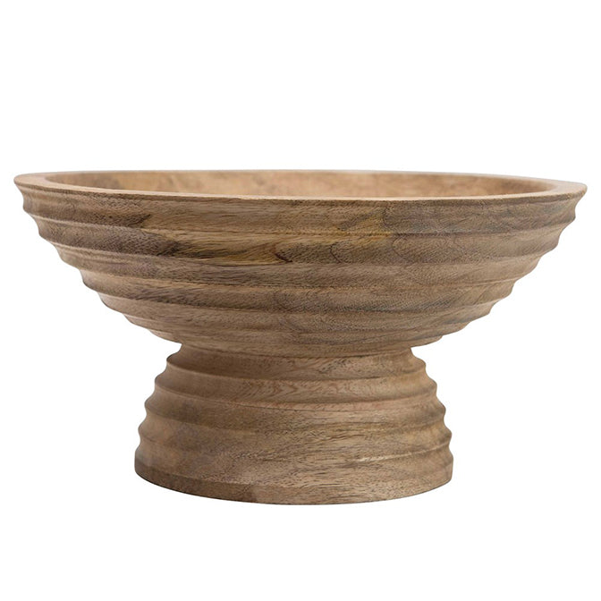 Mango Wood Ridged Footed Bowl
