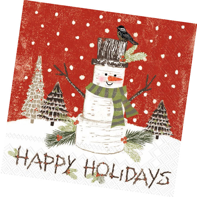 Woodsy Winter Happy Holidays Cocktail Napkin