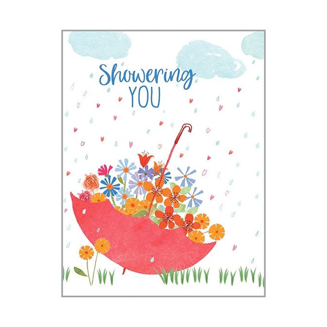 Umbrella of Flowers Baby Shower Card
