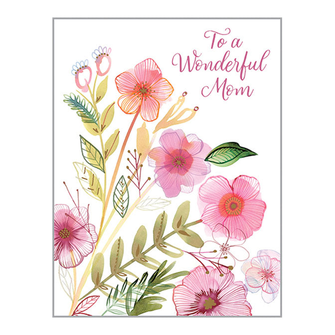 To A Wonderful Mom Pink Stems Card
