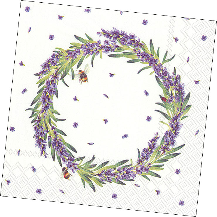 Lavender Wreath Cocktail Napkin
