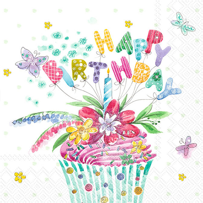 Birthday Cupcake Luncheon Napkin