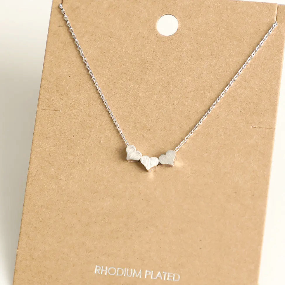 Three Hearts Pendant Necklace Silver