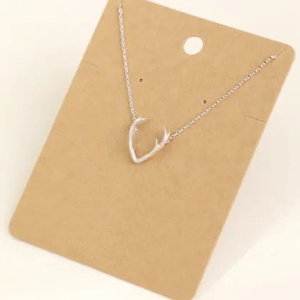 Antler Pendant Necklace Silver