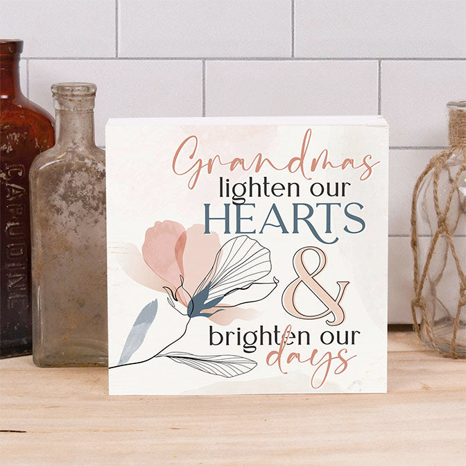 Grandmas Lighten Our Hearts...Word Block