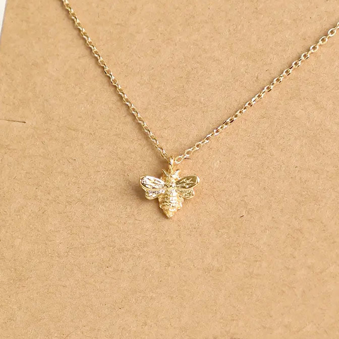 Mini Bee Pendant Necklace Gold