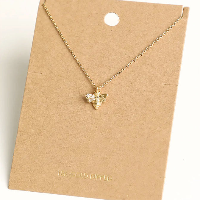 Mini Bee Pendant Necklace Gold
