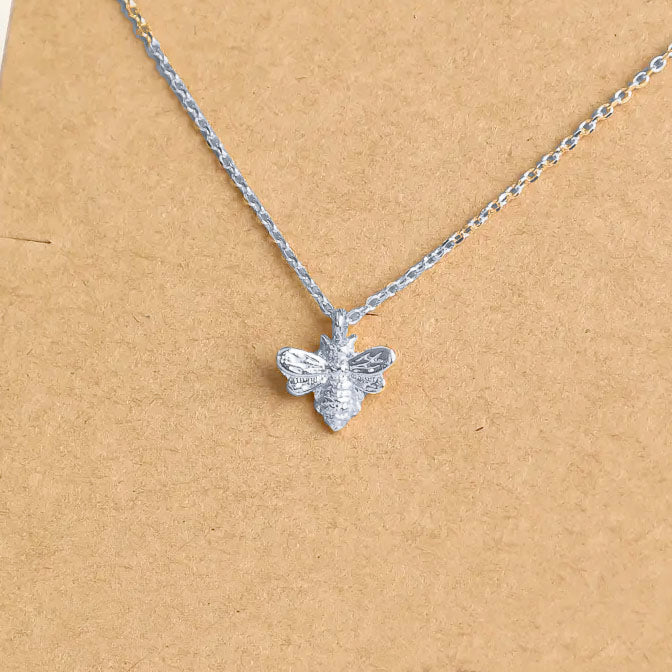 Mini Bee Pendant Necklace Silver