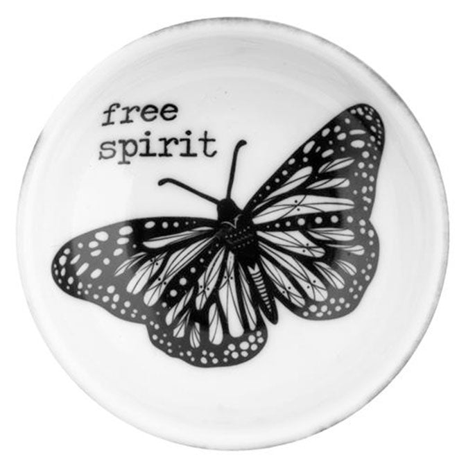 Black & White Boho Butterfly Ring Bowl