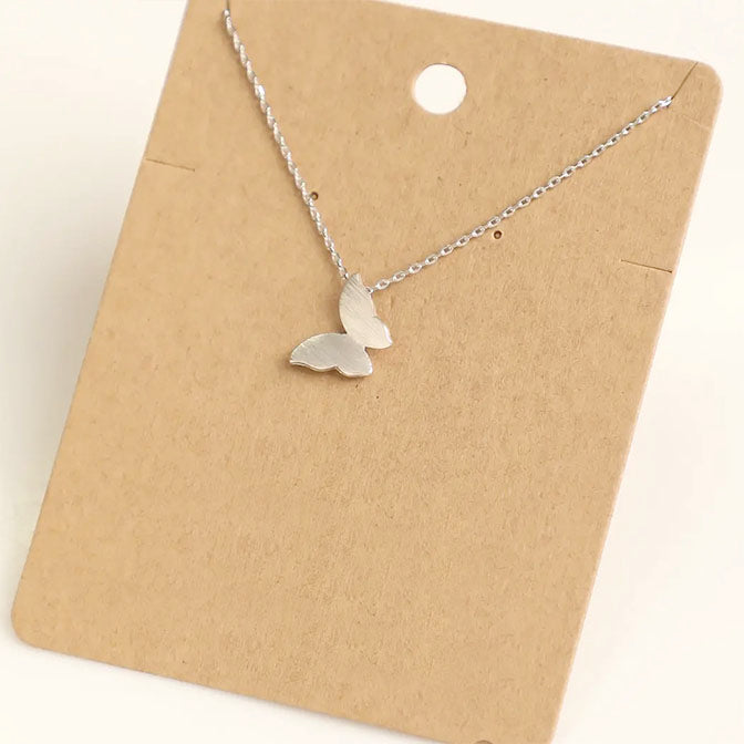 Butterfly Pendant Necklace Silver