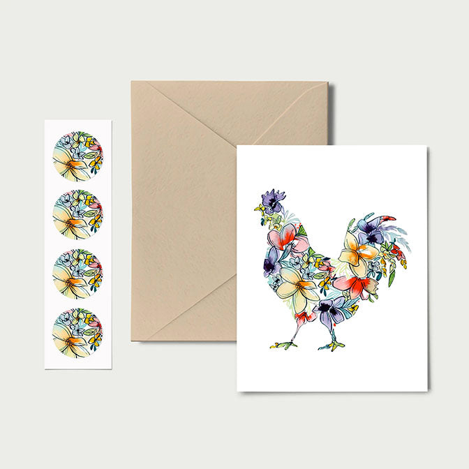 Chicken Floral Notecard Stationary Set
