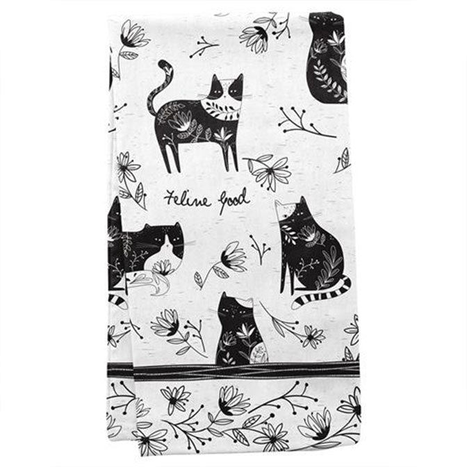 Boho Cat Flour Sack Tea Towel