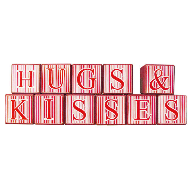 Hugs & Kisses Striped Large Blocks