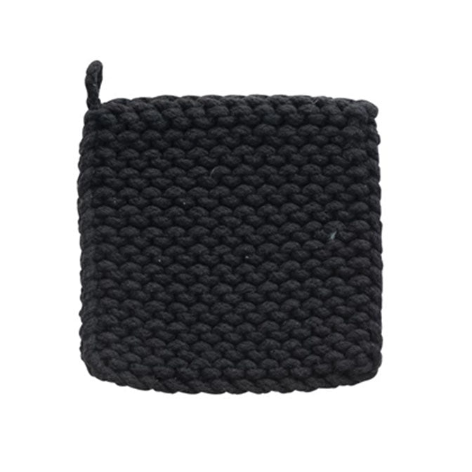 Black and Yellow Square Cotton Crocheted Pot Holder