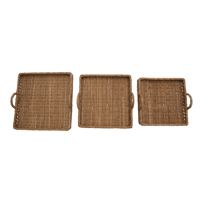 Decorative Hand-Woven Water Hyacinth Rattan Trays