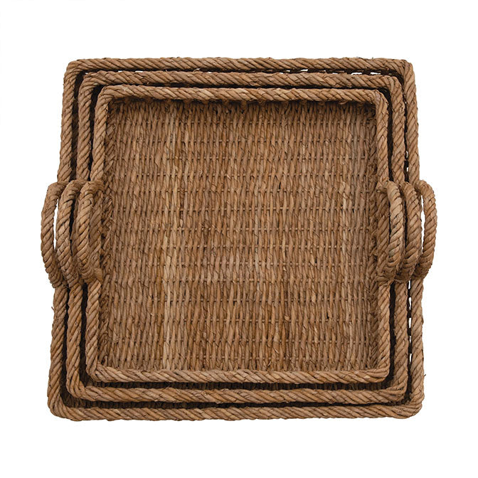 Decorative Hand-Woven Water Hyacinth Rattan Trays