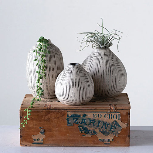 Stoneware Textured Vase