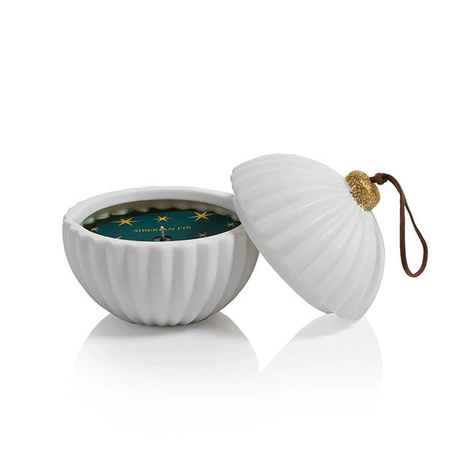 Scented White Porcelain Ornament Candle with Green Wax