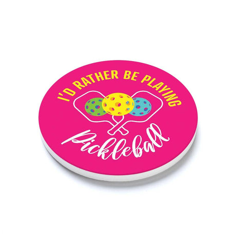 Ceramic Round Coaster-I'd Rather Be Playing Pickleball