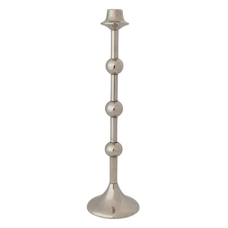 Cast Aluminum Taper Holder with Balls, Silver Finish