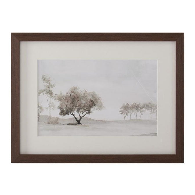 16 Inch Brown Wood Framed Watercolor Landscape Print