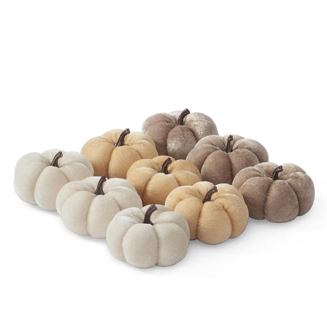 2 Inch Brown Cream & Yellow Velvet Felt Pumpkin
