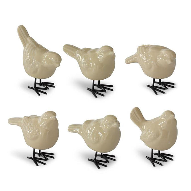 Assorted 2.5 Inch Yellow Porcelain Birds (6 Styles)